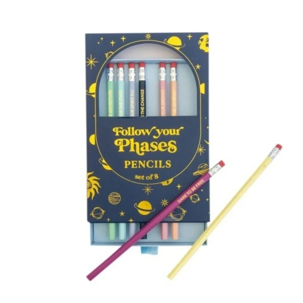 Eccolo Target, Follow Your Phases Pencils, Set of 8, Inspiration Quotes Teacher